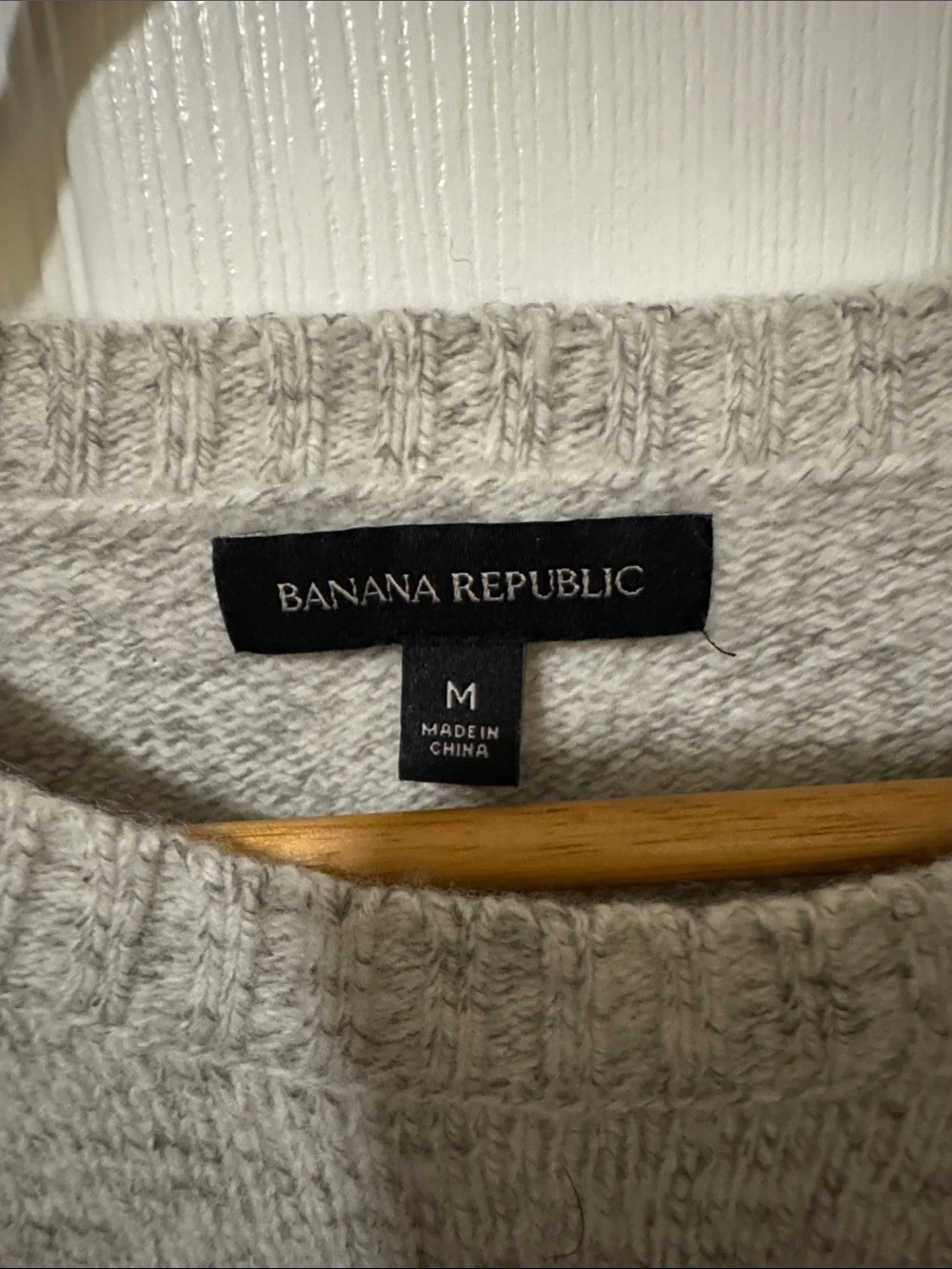 Banana Republic Merino Wool Light Heather Gray Crewneck Sweater